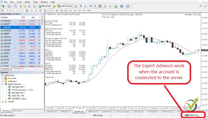Forex trading daily strategies with Expert Advisors are related to the connection of the server