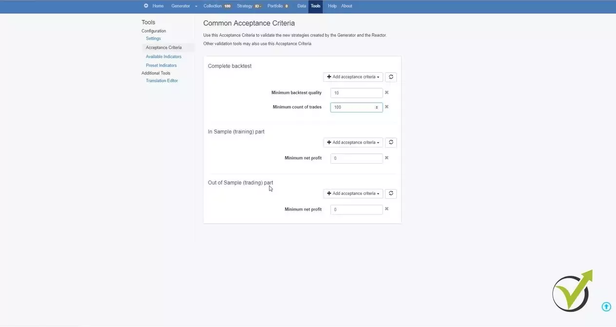 Settings for the OOS