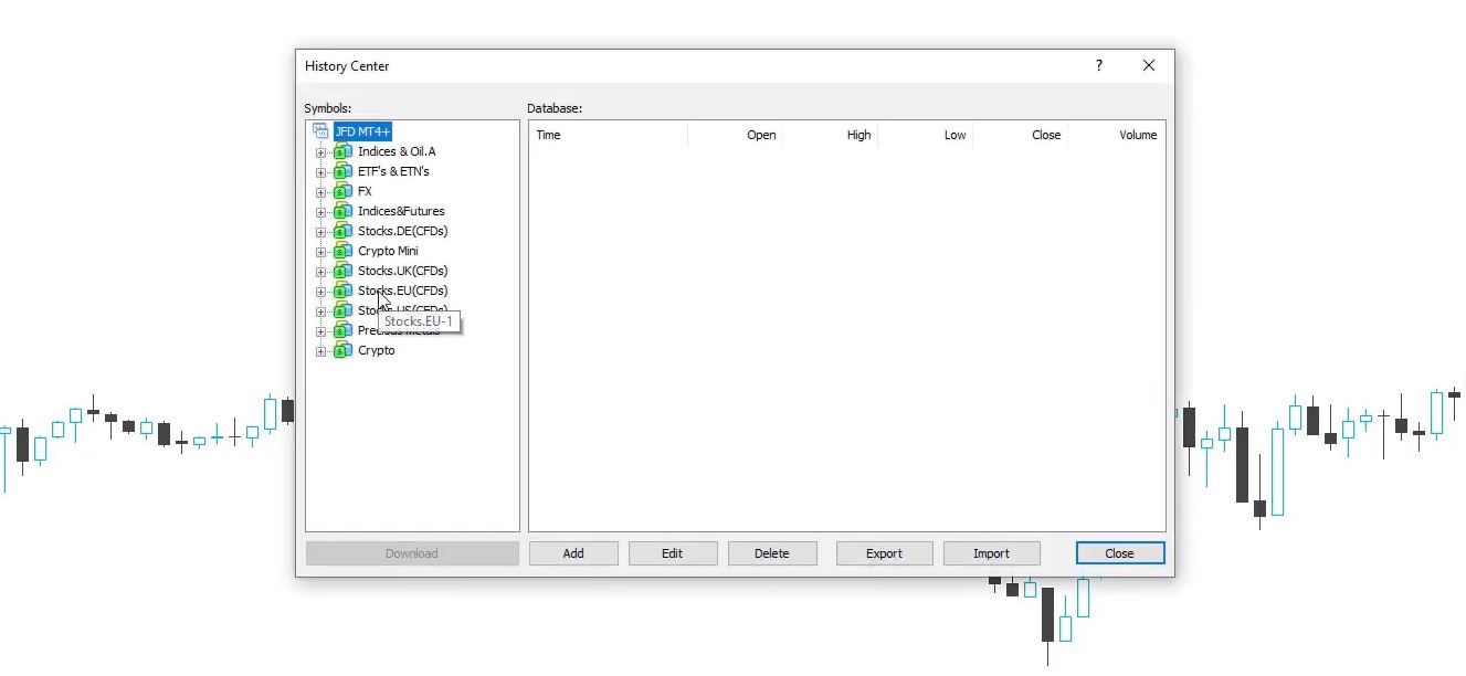 MetaTrader history center