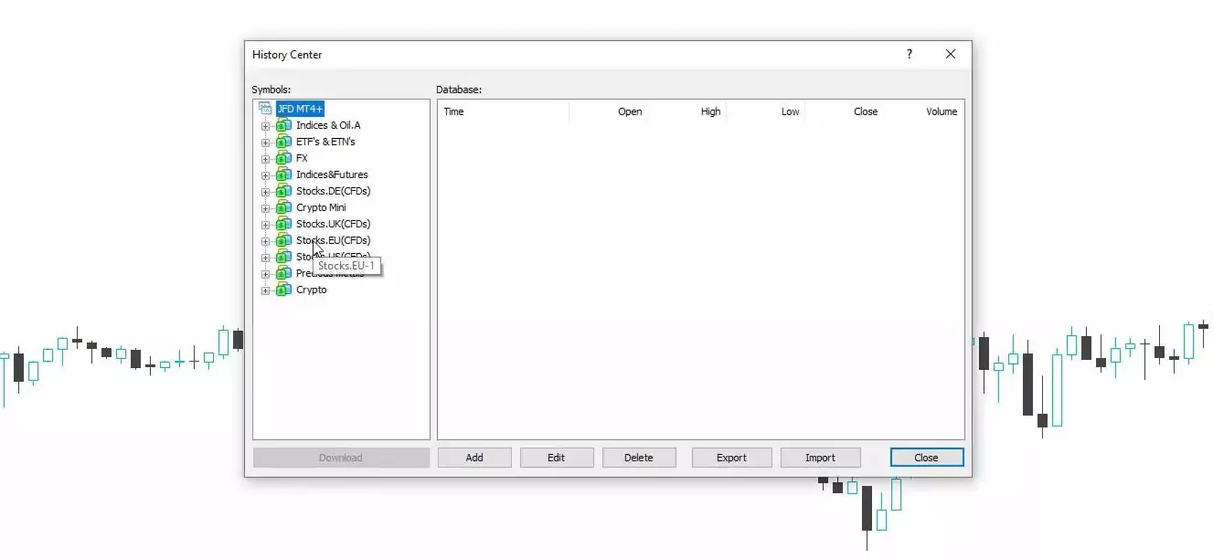 MetaTrader history center