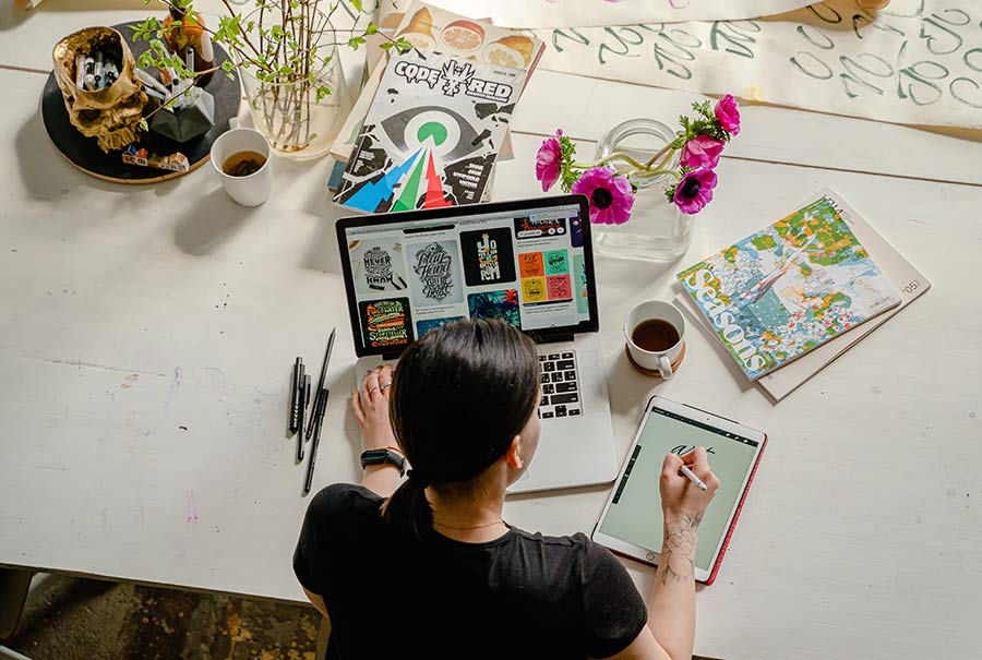 woman working from home