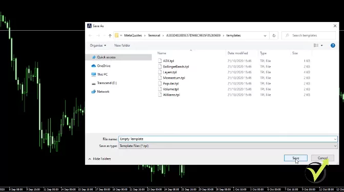 Save a template on MetaTrader 4