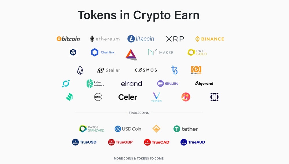 Tokens in Crypto Earn