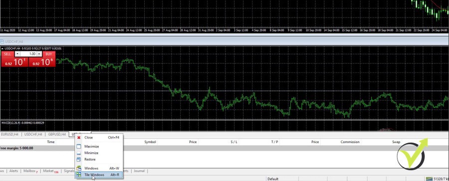 Click on Tile Windows in Pepperstone MT4