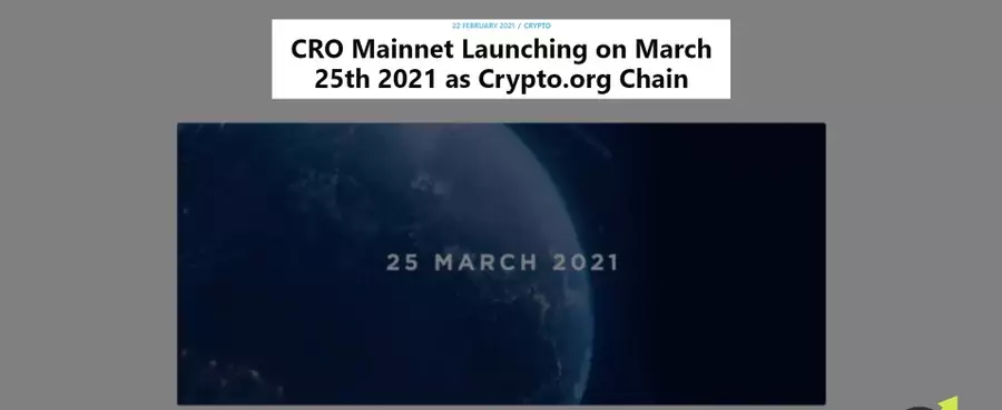 CRO Mainnet Launching announcement on Crypto.com blog