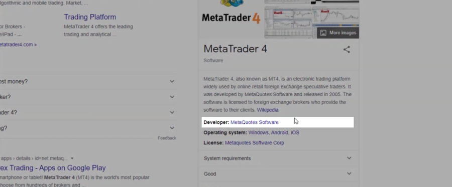 MetaTrader is developed by MetaQuotes