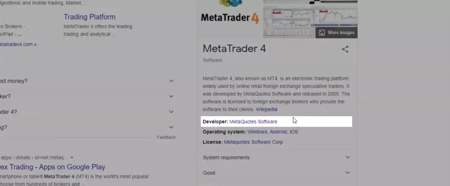 MetaTrader is developed by MetaQuotes