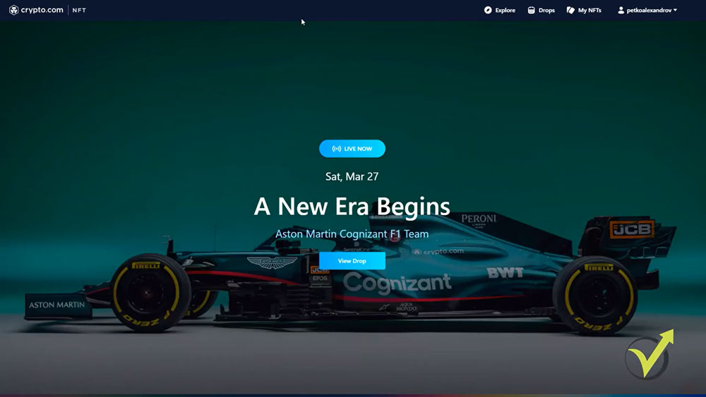 The cool Formula 1 Aston Martin car on Crypto.com NFT platform