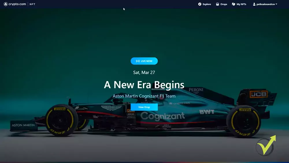 The cool Formula 1 Aston Martin car on Crypto.com NFT platform