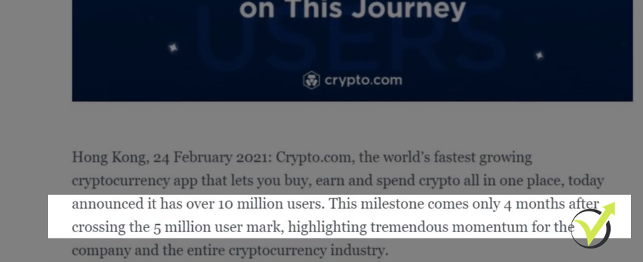The Crypto.com announcement about 10 mln users
