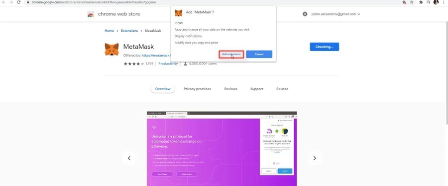 Adding MetaMask as Chrome extension