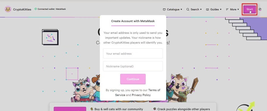 creating account with MetaMask