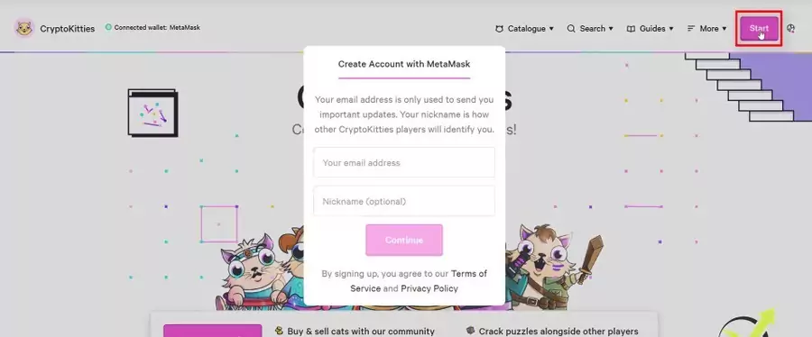 creating account with MetaMask