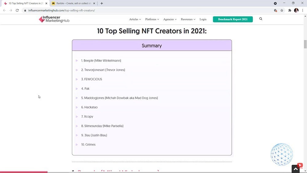 List of top-selling NFT creators in 2021