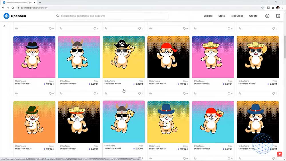 10000 Shiba Inu NFT collection on OpenSea 