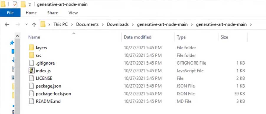The NFT generation code files