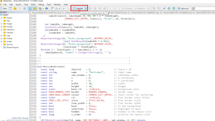 Compiling an EA in MetaEditor