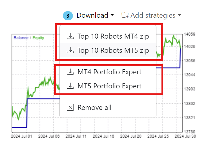 Top 10 Robots app - download separate EAs or a Portfolio Expert