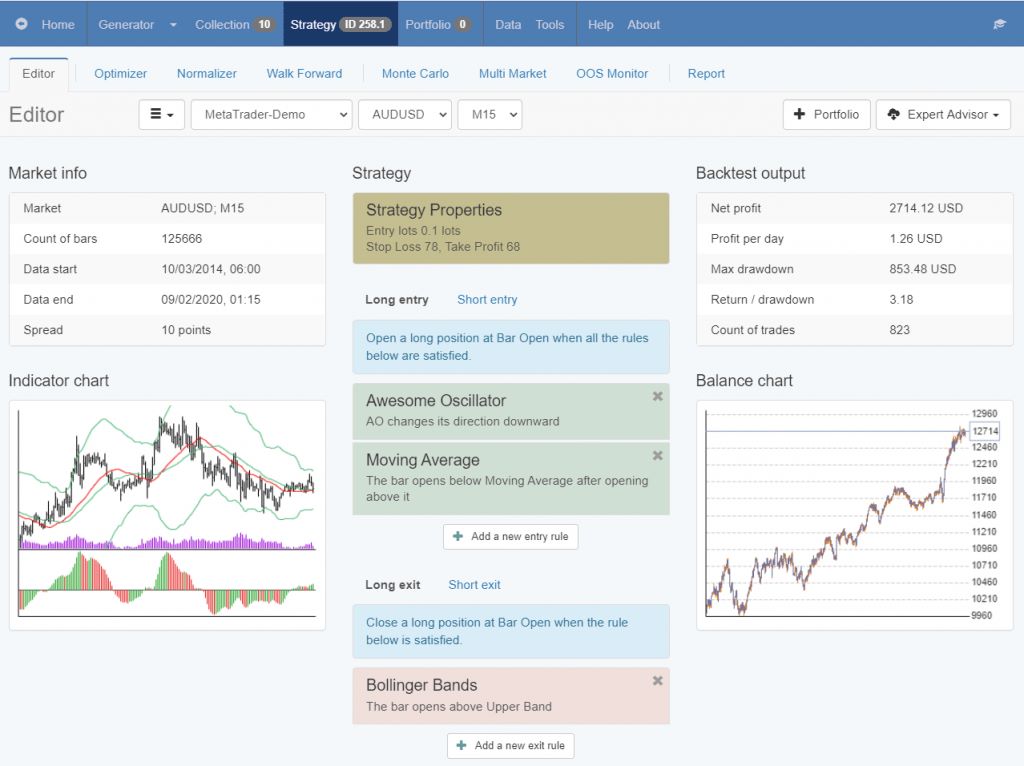 AI Trading Software Strategy Editor