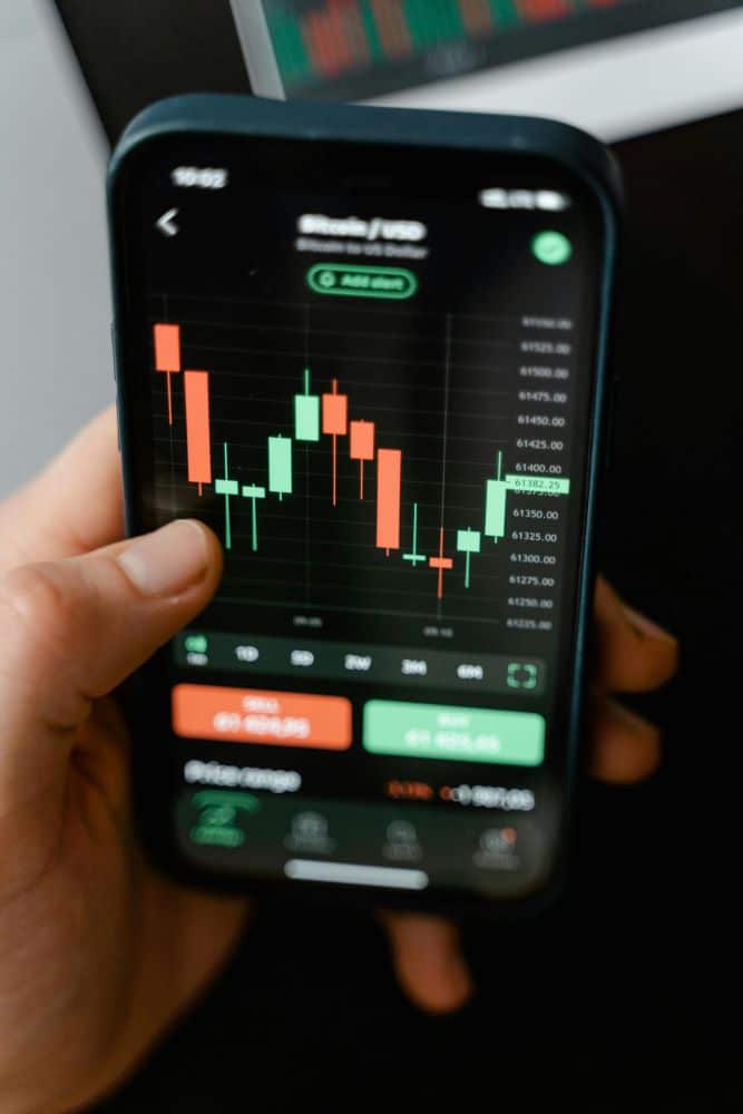 Mobile App showing trading chart