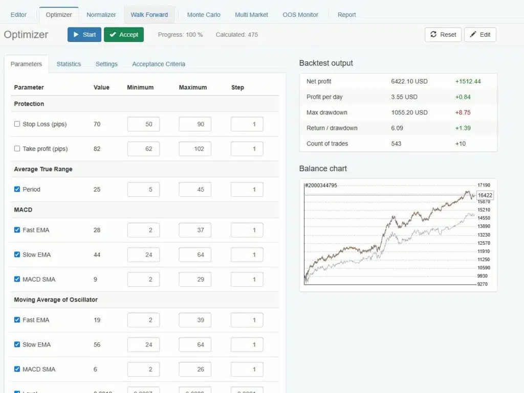 EA Studio Optimizer Adjusting Parameters